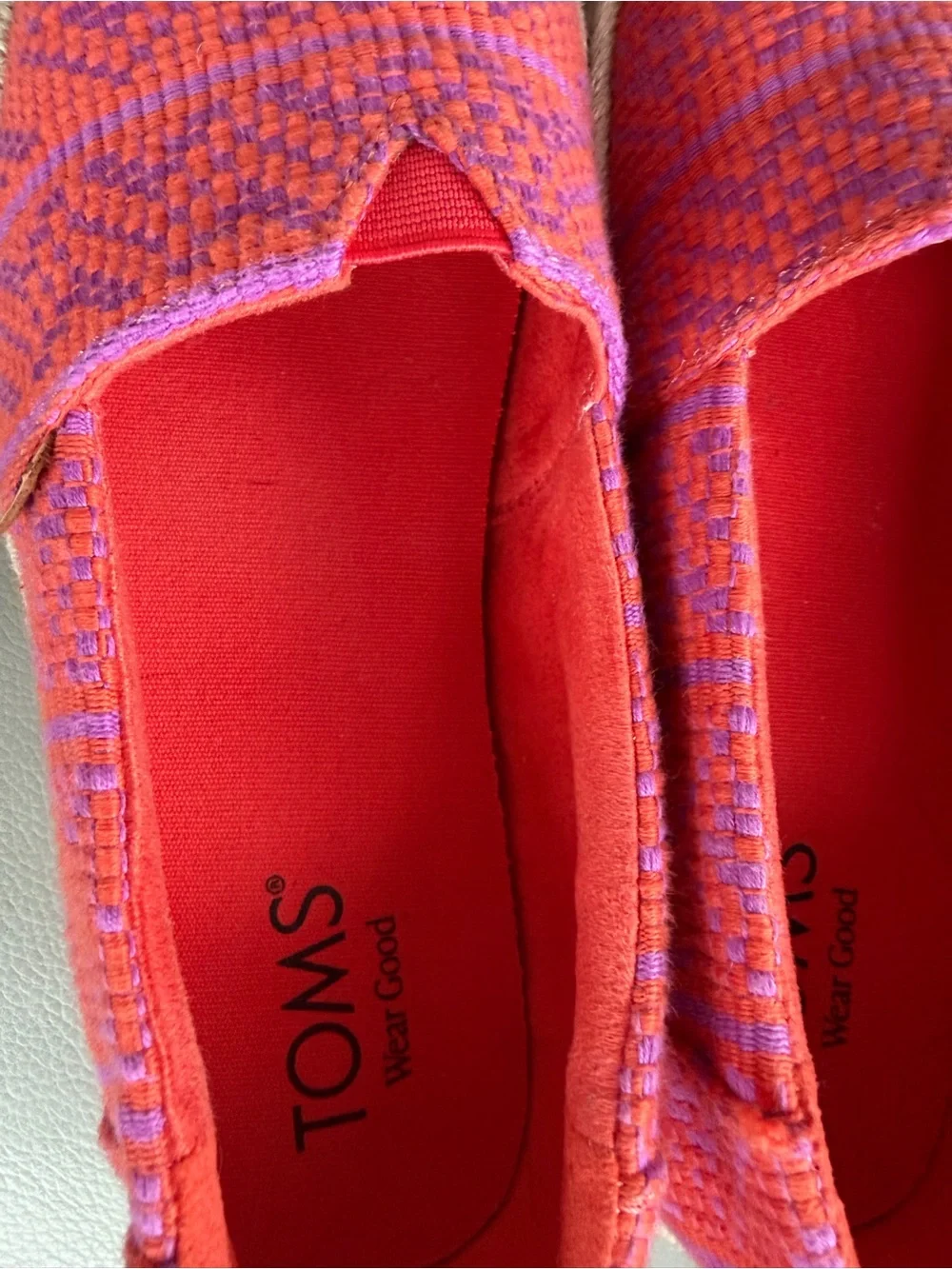TOMS Women's Pink and Purple Slip-On Espadrilles
